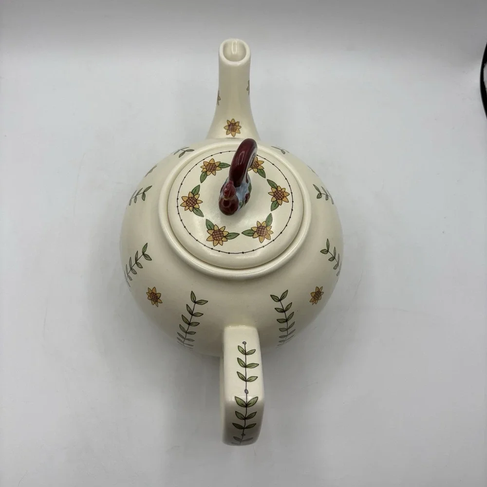 Vintage Y2K‎ Teapot & Sugar Bowl w/ Rooster Decoration Country Style Farmhouse